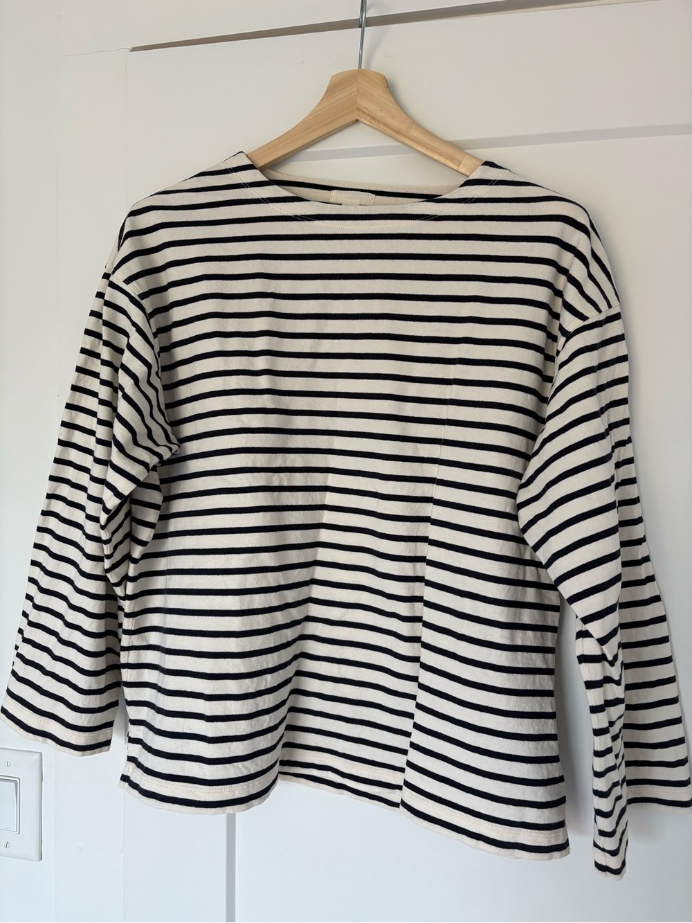 Arket Black & White Striped Boatneck Top